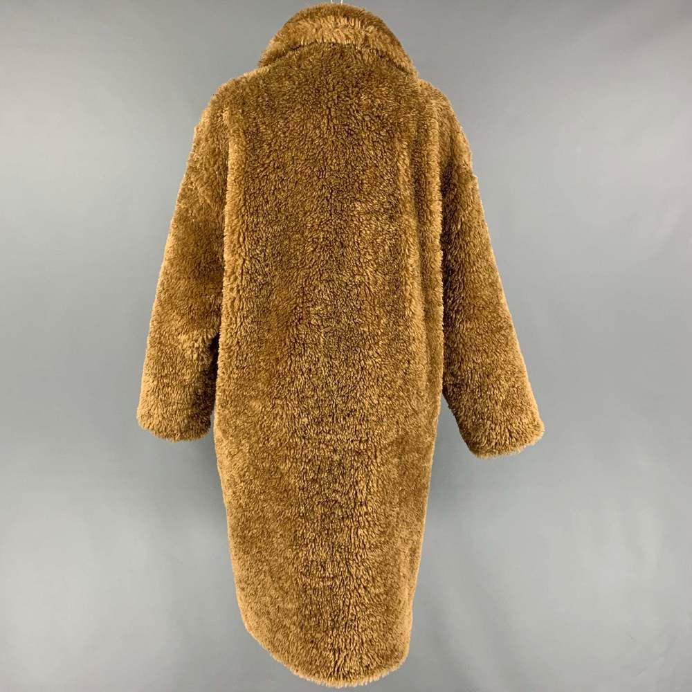 STAND STUDIO Tan Polyamide Textured Faux Fur Anika Coat - Picture 3 of 7